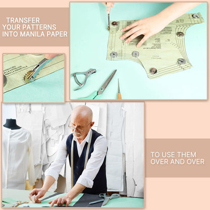 Manila Paper Roll for Pattern Making - 2X (0.11") Thick, White and Green Oak Tag Pattern Paper, Ideal for Preserving Your Designs (10 Yards X 48")