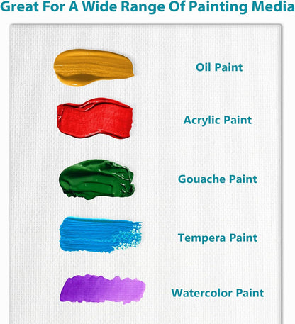 KEFF 12-Pack Bulk Canvas Boards, 9x12 Canvas for Acrylic, Oil, Watercolor, Tempera - 100% Cotton Primed Painting Canvas