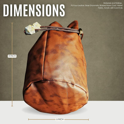 Sage's Portal Dice Bag, DND Dice Pouch, Drawstring Dice Bag Spotted PU Leather, Perfect for Dice, Accesories, Cosmetics, Jewelry
