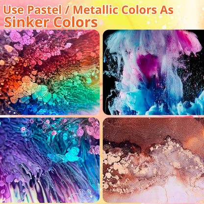 LET'S RESIN 64pcs Concentrated Alcohol Ink Set, 9 Pastel and 9 Metallic Vibrant Colors Alcohol-Based Resin Ink for Epoxy Resin, Alcohol Paint Dye for Resin Art, Tumblers, 3D Bloom (Each 0.35oz)