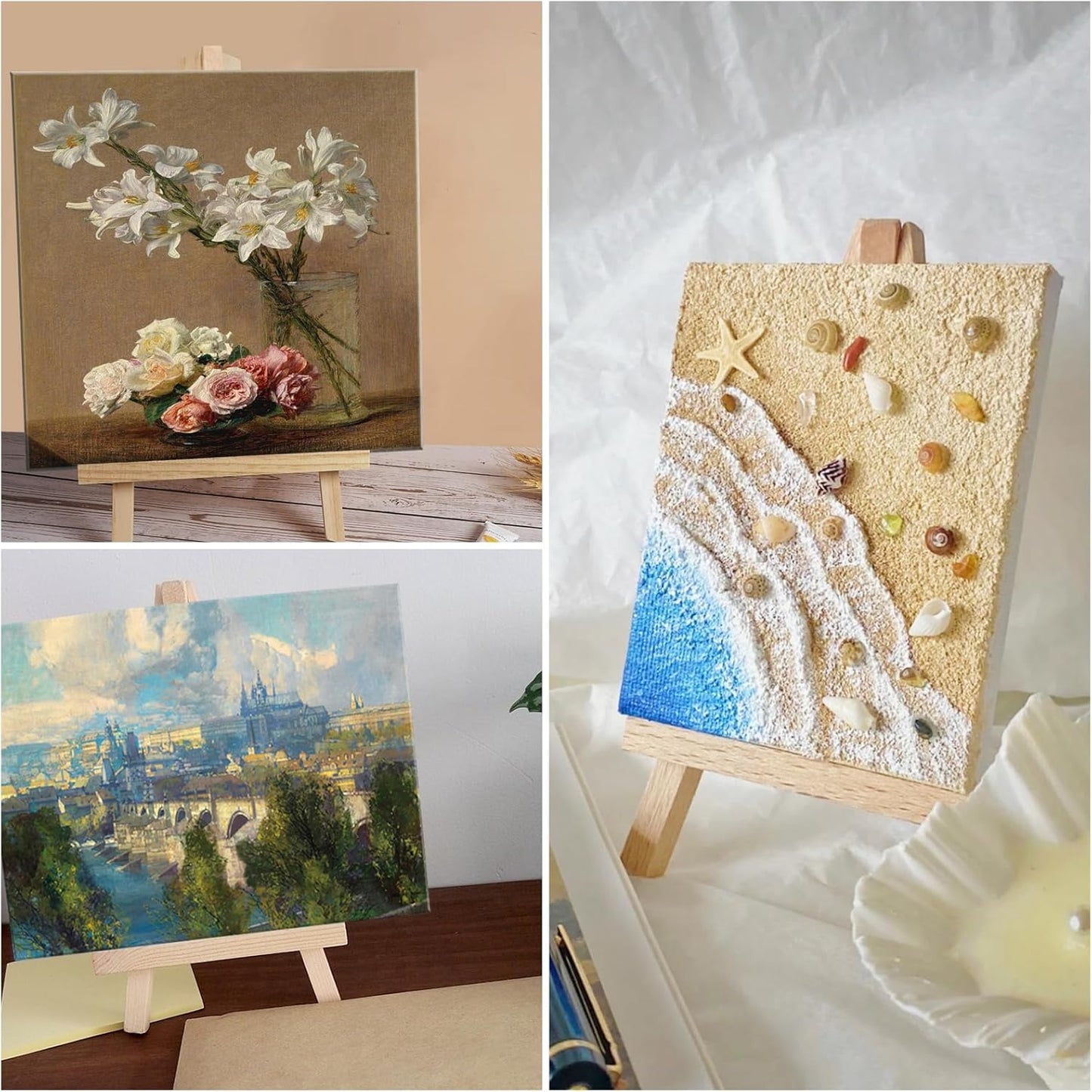 12 Pack Easel for Painting, 9 Inches Easel, Tabletop Painting Canvas Tall Wood Display Easels Set of 12, Art Craft Painting Easel Stand for Artist Adults Students