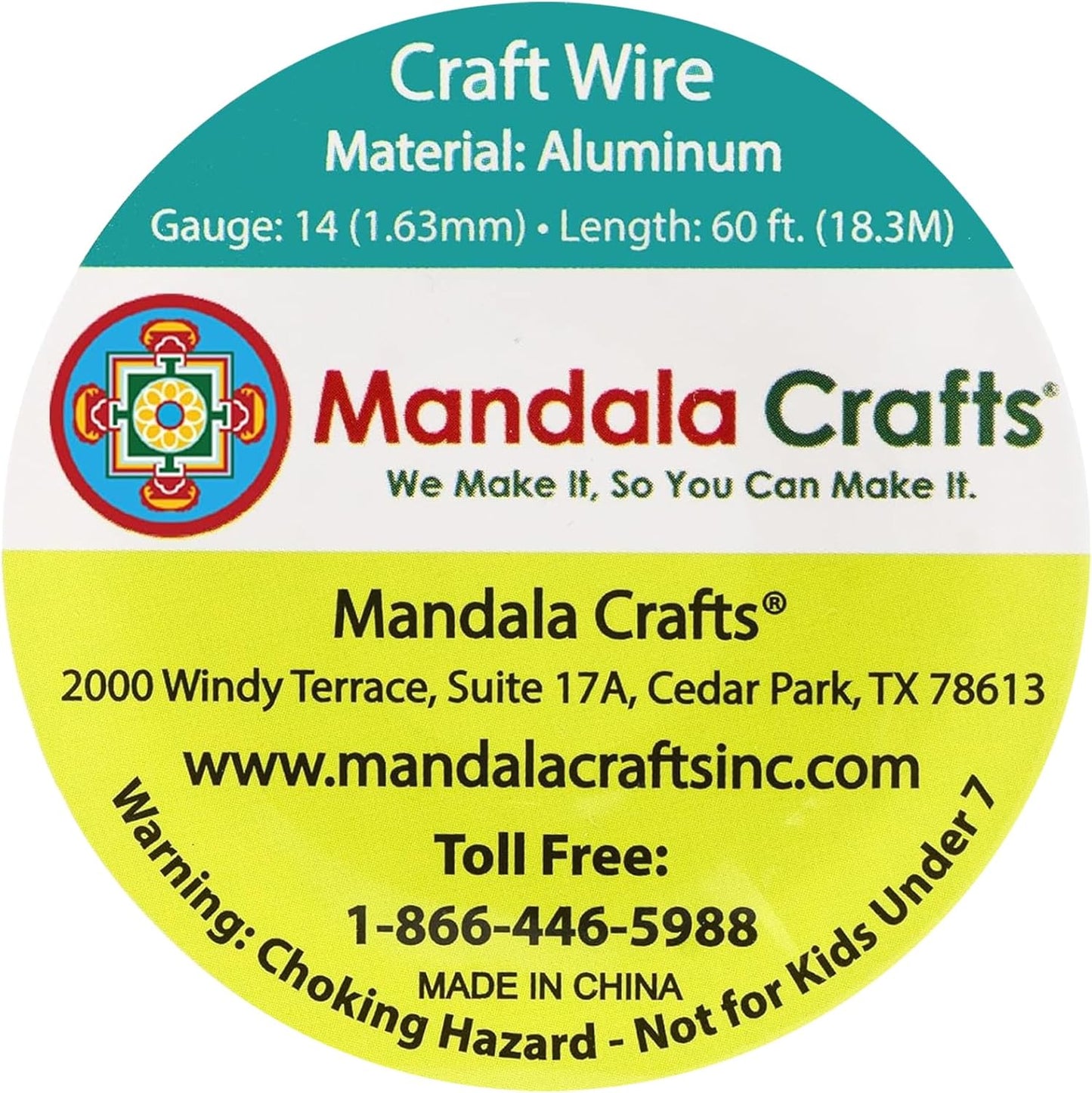 Mandala Crafts 14 Gauge Anodized Aluminum Craft Wire for Jewelry Making - 60 FT Colored Flexible Raspberry Wire - Bendable for Bonsai Armature Crafting Sculpting - Crafty Corner