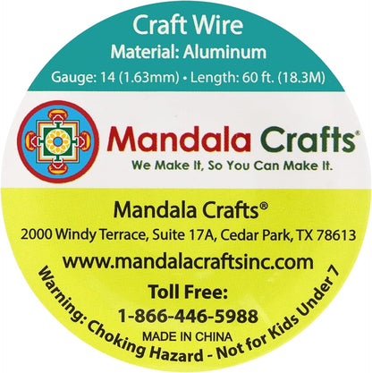 Mandala Crafts 14 Gauge Anodized Aluminum Craft Wire for Jewelry Making - 60 FT Colored Flexible Violet Wire - Bendable for Bonsai Armature Crafting Sculpting - Crafty Corner