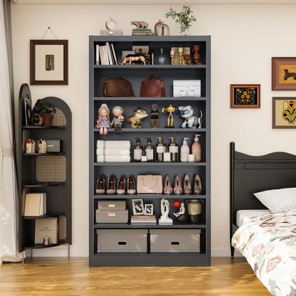 55" Storage Cabinet with 6 Adjustable Shelves (8 Tiers Total), Metal Shelving Unit for Garage, Pantry, Office – Easy Assembly, Durable Freestanding Organizer (Black, 7 Tier-55"H x 27.6"W x 11.8"D)