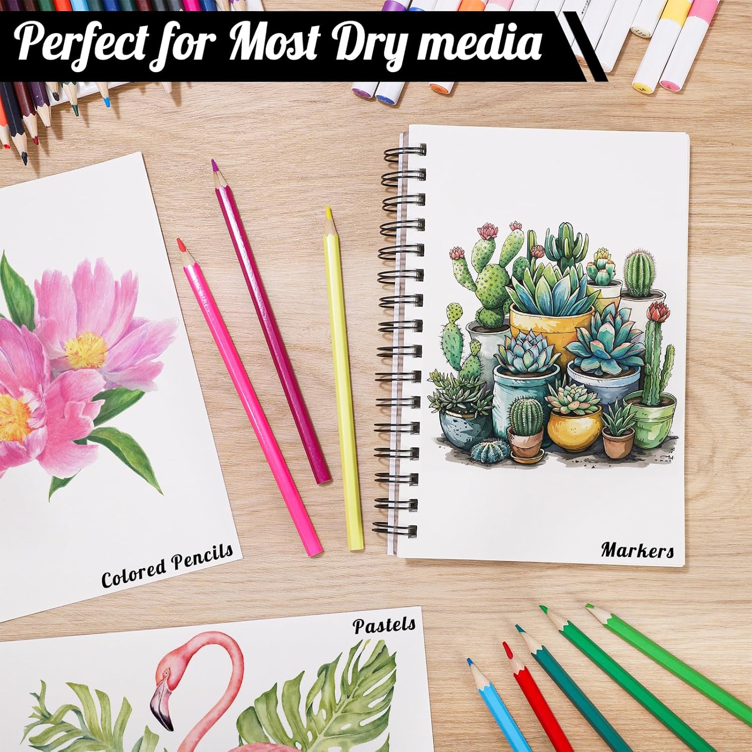 4 Pack Mixed Media Sketchbook, 5.5x8.5 inches Drawing Paper Sketch Book, 98lb/160gsm Heavyweight Spiral Bound Sketch Pads, Suitable for Wet and Dry Media, Drawing, Painting, Sketching(200 Sheets) - Crafty Corner