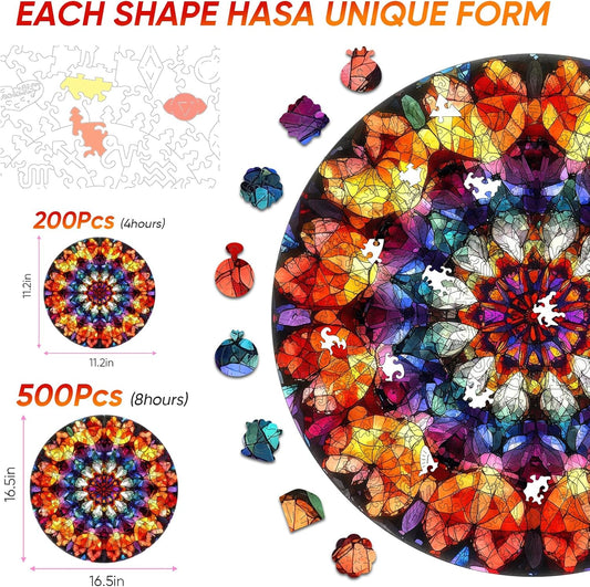 Puzzles for Adults Crystal Mandela Wooden Puzzles, 200 Pieces Unique Shaped Liberty Jigsaw Puzzles, Creative Toys for Adults and Kids, Fun Challenge Family Game 11.2'' x 11.2''