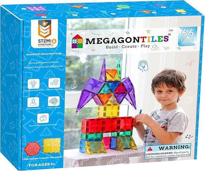 66PCS Premium Polygon Magnetic Tiles Set | STEM-Authenticated Magnetic Building Blocks | Educational Construction Toy for Kids Ages 3–8 (Boys & Girls)
