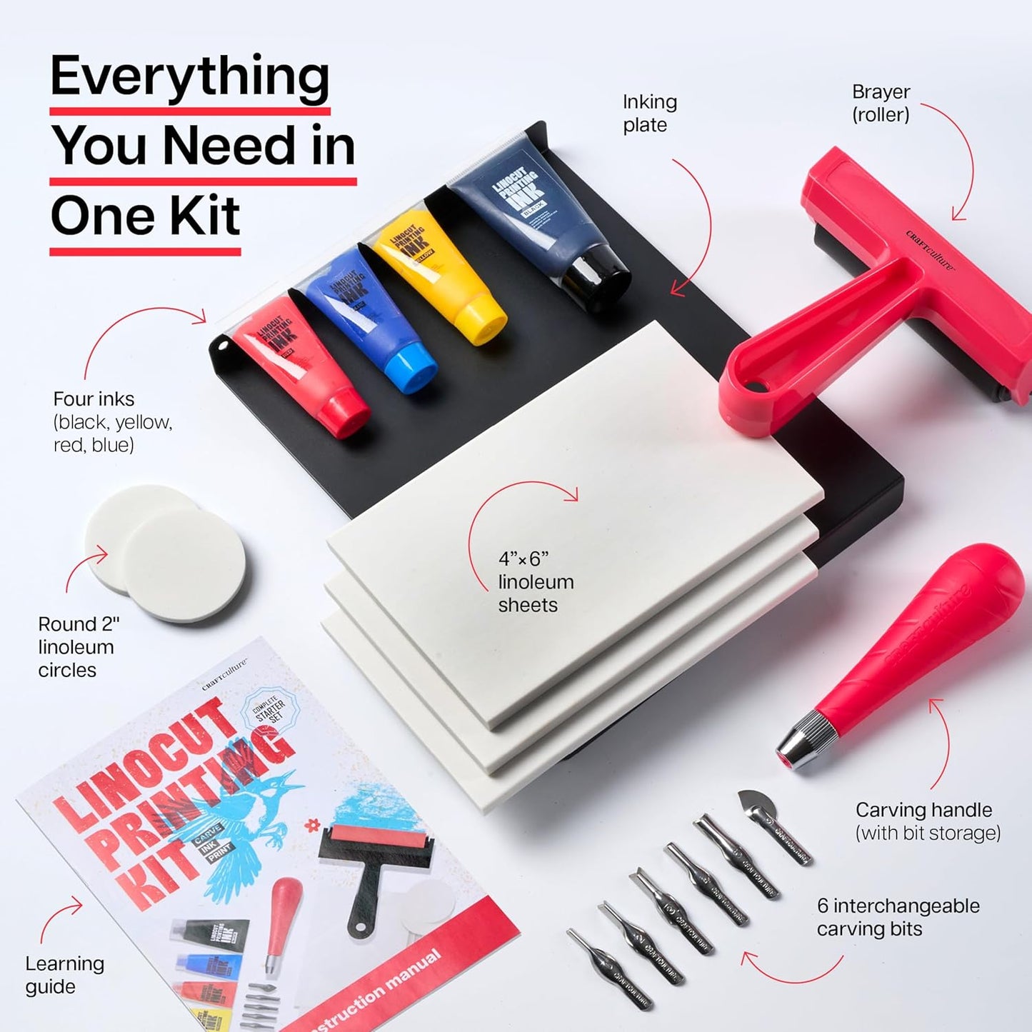 Linocut Printing Kit - Stamp Making Carving Tools - Crafts for Adults - Christmas Unique Gifts - Teen Boy Gifts - Birthday Gift Ideas for Women - Hobbies DIY Kits for Adults, Boys, Girls, Women, Men