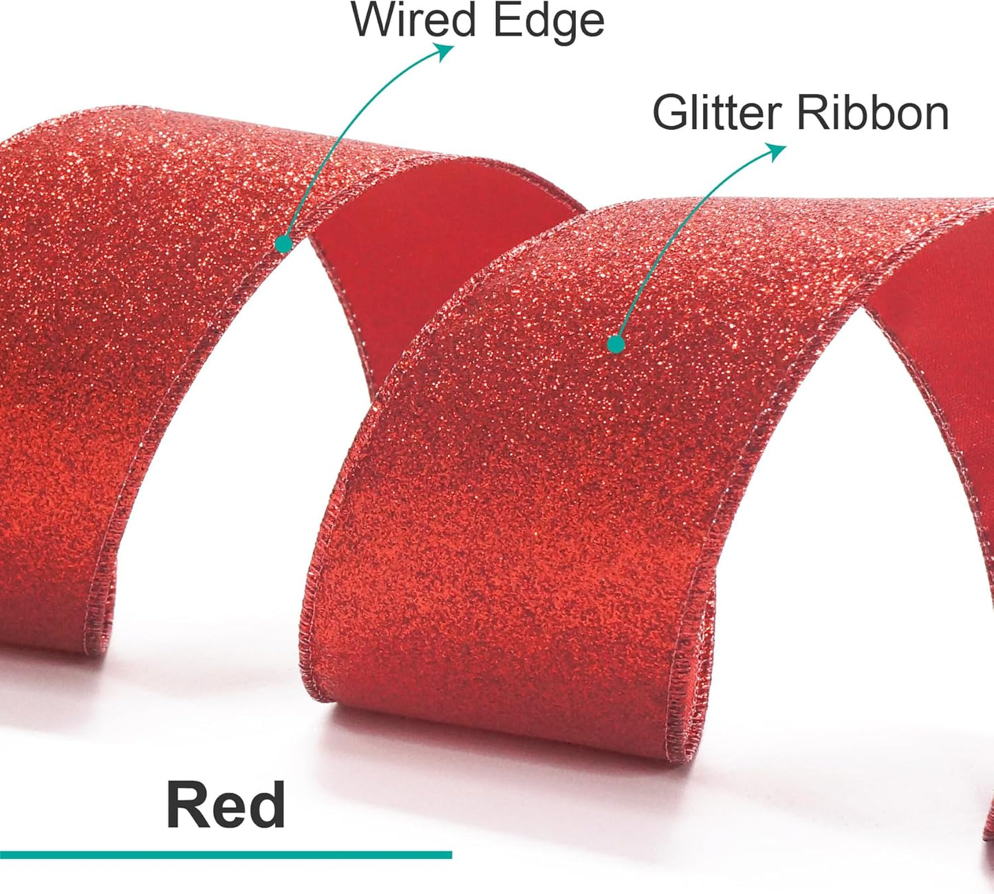 CT CRAFT LLC Glitter Wired Ribbon 2.5" x 10 Yards Red for Christmas Home Decor Bow Gift Wrapping DIY Crafts Wreath - Crafty Corner