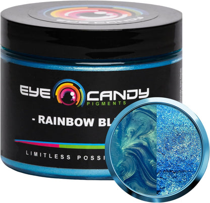 Eye Candy Mica Powder Pigment “Rainbow Blue” (50g) Multipurpose DIY Arts and Crafts Additive | Woodworking, Epoxy, Resin,Natural Bath Bombs, Paint, Soap, Nail Polish, Lip Balm
