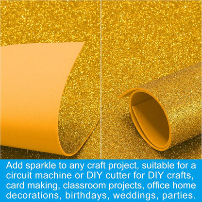 PATIKIL 2mm(1/10") Thick Non Adhesive Glitter Foam Sheet 16x24inch(40x60cm) Gold Tone, EVA Shiny Foam Board for Craft, 6 Pcs