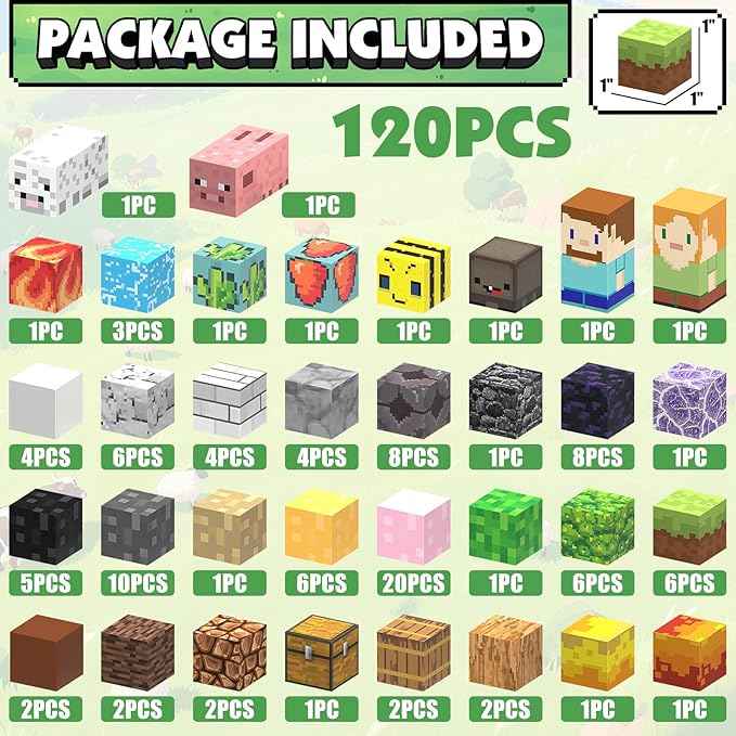 JIMI 120PCS Magnetic Blocks Building Toys, Magnetic Building Blocks Set for Boys Girls Ages 3+, 1 inch Magnet Cubes Montessori Sensory Stacking Construction Toys Christmas Birthday Present
