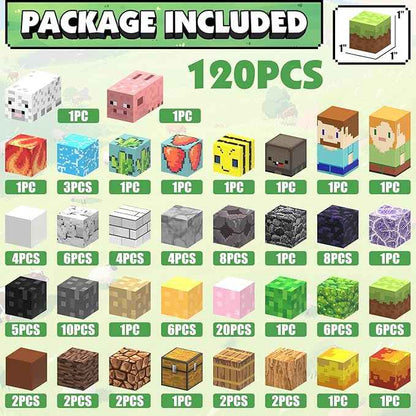 JIMI 120PCS Magnetic Blocks Building Toys, Magnetic Building Blocks Set for Boys Girls Ages 3+, 1 inch Magnet Cubes Montessori Sensory Stacking Construction Toys Christmas Birthday Present