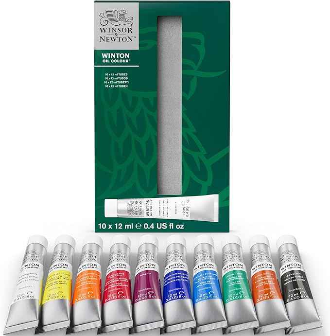 Winsor & Newton Winton Oil Color Paint Set, 10 x 12ml (0.4-oz) Tubes