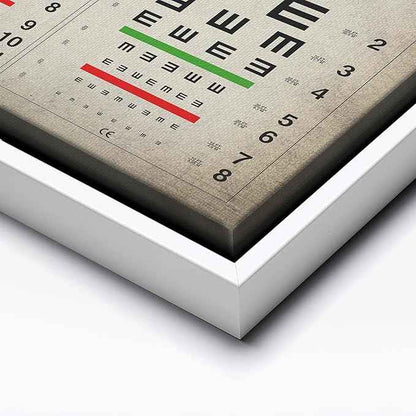 Poster Master Vintage Eye Chart Canvas - Retro Vision Test Print - Medical Art - Gift for Men, Women & Doctor - Optical Wall Decor for Office, Hospital or Clinic - 12x16 White Framed Canvas