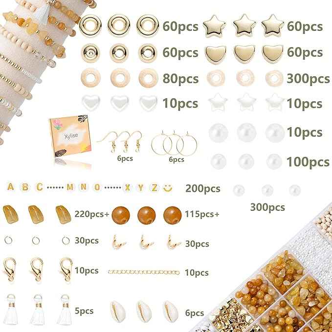 Xylise Jewelry Making Supplies Kit Natural Stone Beads for Irregular Natural Stone with for DIY Craft Bracelet Necklace Earrings for Adults (Topaz)