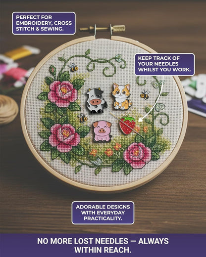 The Quilted Bear Needle Minder - Needle Minder Magnet for Keeping Sewing & Embroidery Needles, Cross Stitch Needles Safe - Stress Free Stitching Cross Stitch Supplies & Embroidery Supplies (Donut)