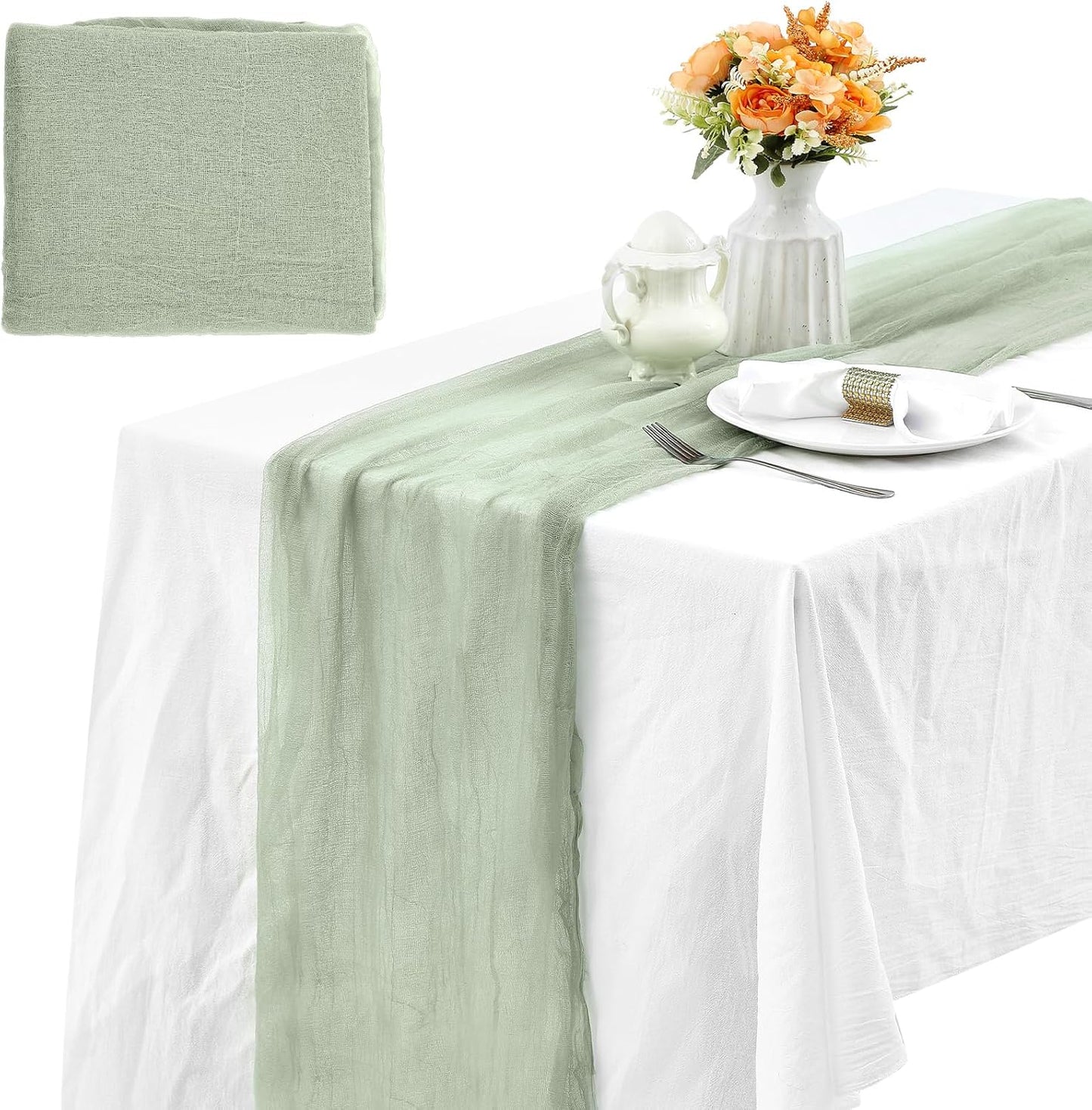 Boao Halloween Cheese cloth 35.43 x 393.7 Inch Sage Green Cheesecloth Roll for Crafts Large Cotton Muslin Gauze Fabric for Halloween Outdoor & Indoor Spooky Decoration