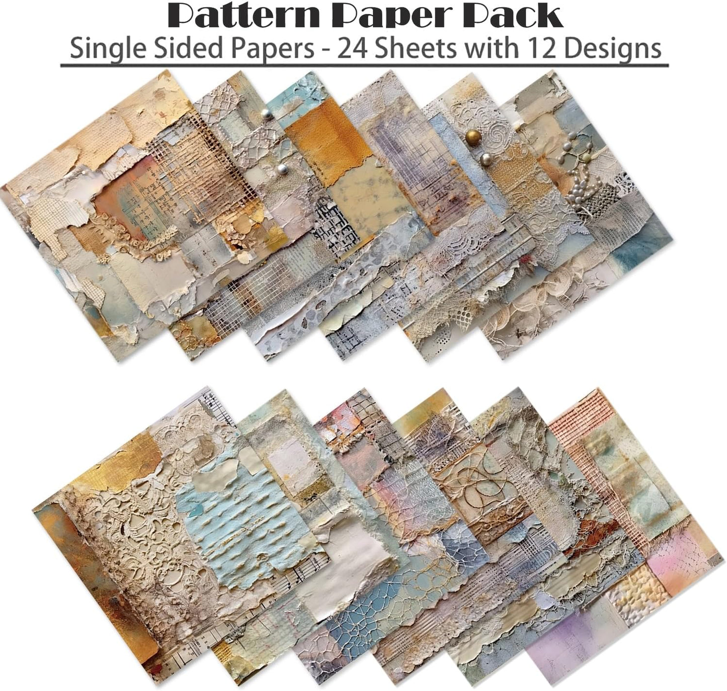 YASMEN 6"x6" Scrapbook Paper Pad - 24 Sheets of Patterned Cardstock for Card Making, Scrapbooking, Junk Journal, DIY Gift Cards - Single-Sided Decopodge Decorative Craft Paper - Crafty Corner