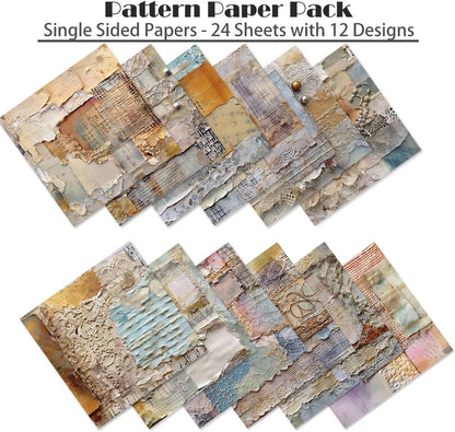 YASMEN 6"x6" Scrapbook Paper Pad - 24 Sheets of Patterned Cardstock for Card Making, Scrapbooking, Junk Journal, DIY Gift Cards - Single-Sided Decopodge Decorative Craft Paper - Crafty Corner