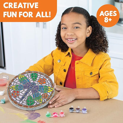 MindWare Paint Your Own Stepping Stone: Dragonfly - Paint Your Own Stepping Stones for Kids Craft Kit Includes Paint, Brushes and Instructions