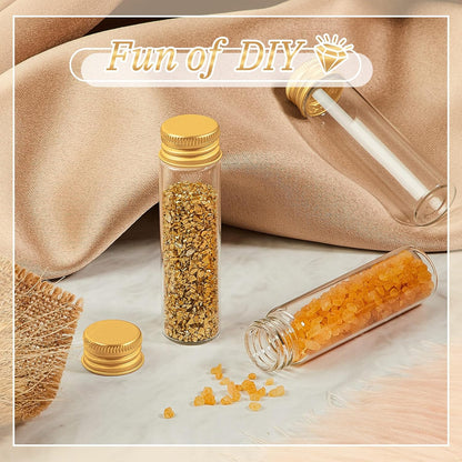 100 Pcs Small Clear Vials Spice Mini Jars with Lids Mini Glass Bottles with Screw Aluminum Metal Caps Tiny Jars Sample Containers for Powder Cream Cosmetic Jewelry Wedding (20 ml,Gold Caps)