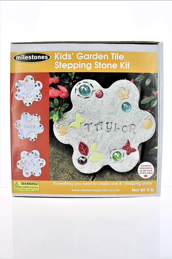 Milestones Kids Garden Tile Stepping Stone Kit, Multi-Color