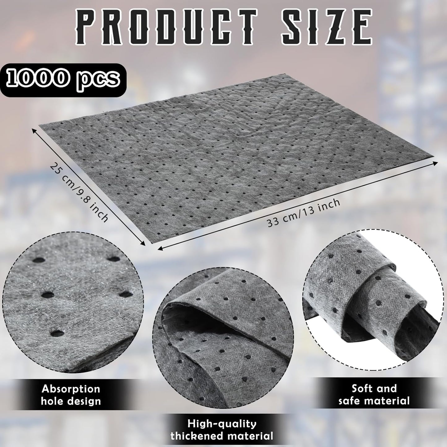 Hoolerry Oil Absorbent Pads Weight Dimpled Pad Garage Accessories Water Absorbent Mat Oil Spill Mat for Absorbing Protecting Home Garage Basement (30 Pcs,Gray,9.8 x 13 Inch)