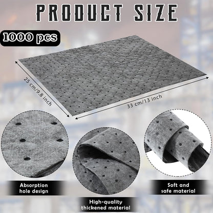 Hoolerry Oil Absorbent Pads Weight Dimpled Pad Garage Accessories Water Absorbent Mat Oil Spill Mat for Absorbing Protecting Home Garage Basement (30 Pcs,Gray,9.8 x 13 Inch)