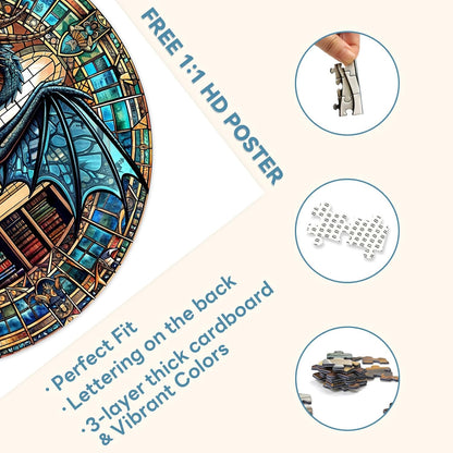Round Puzzles for Adults 1000 Pieces, Hard Difficult Challenging Puzzles for Adults, Dragon's Library Jigsaw Puzzles 1000 Pieces for Seniors, 3D Visual Flat Puzzle (26.6 x 26.6in)