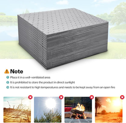 120Pcs 9.8 x 13 Inch Oil Absorbent Pads Oil Mat Water Absorbent Mat Oil Spill Mat for Absorbing Protecting Home Garage Basement Weight Dimpled Pad Replacement Automotive Accessories