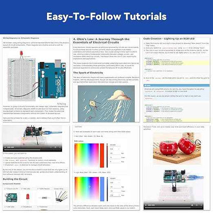 SunFounder Beginner's Lab Starter Kit with Original Arduino Uno R3 REV3 Multimeter 34 Projects 40+ Video Courses Breadboard Battery, RoHS Compliant, for Beginners & Engineers