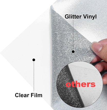 Silver Glitter HTV Heat Transfer Vinyl, 12" x 5ft lron on Vinyl, for T-Shirt Ironing, Vinyl HTV Easy to Cut and Weed, The Best Choice for DIY Creativity. (Silver, 12" x5ft)