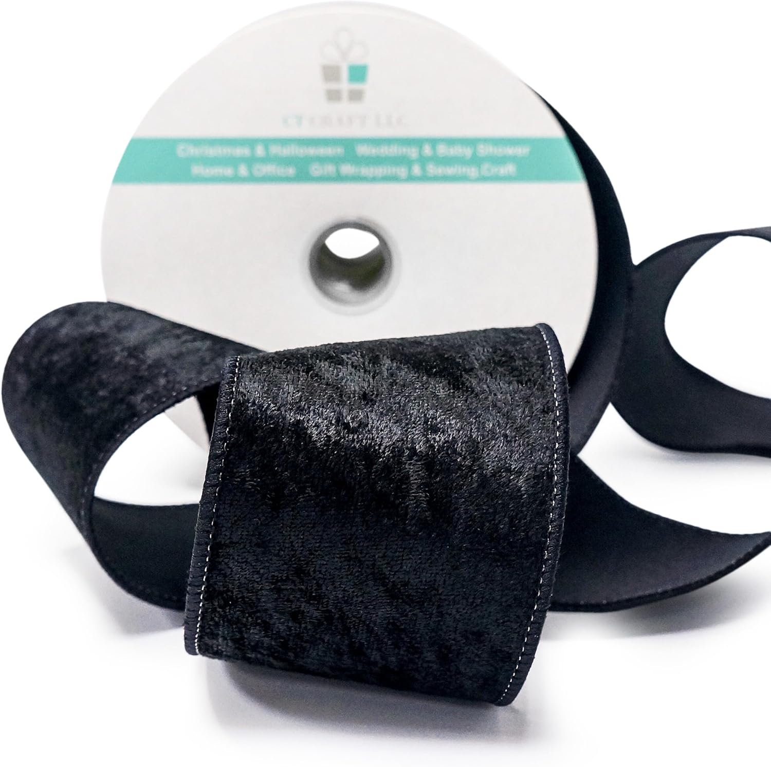 Black Velvet Ribbon 2.5 Inch x 10 Yards for Christmas Tree Topper Home Decoration Wreath Gift Wrapping DIY Craft - Crafty Corner