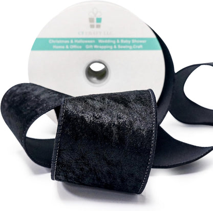 Black Velvet Ribbon 2.5 Inch x 10 Yards for Christmas Tree Topper Home Decoration Wreath Gift Wrapping DIY Craft - Crafty Corner