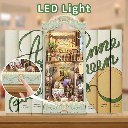 DIY Book Nook Kit,Dollhouse Booknook Bookshelf Insert Decor,3D Wooden Puzzles with LED Dust Cover,Book Nook Miniature Kit,Birthday Halloween Home Decor for Teens Adult-Countryside Diary