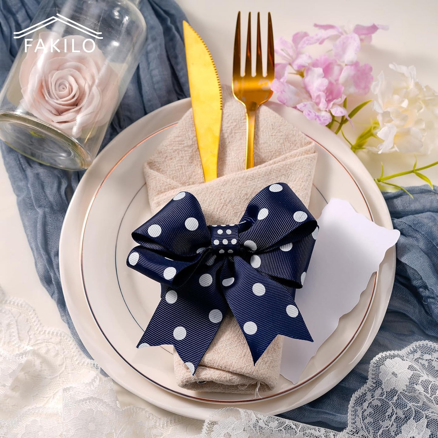 Polka Dot Grosgrain Ribbon 1.5 Inch, 25 Yards Spool Navy Blue and White Dot Craft Ribbon for Christmas Gift Wrapping DIY Crafts Hair Bows Wedding Party Decor Sewing and Home Decoration - Crafty Corner