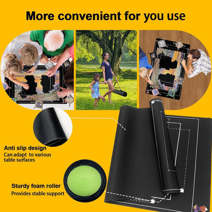 Napzy Rubber Puzzle Mat,Puzzle Matt Rollup,1500 Piece Puzzles Play Mat Has 6PCS Leather Puzzles Sorting Trays,41'' * 25'' Portable Jigsaw Keeper,Jigsaw Saver Board Roll Up with Storage Bag,Gift Box