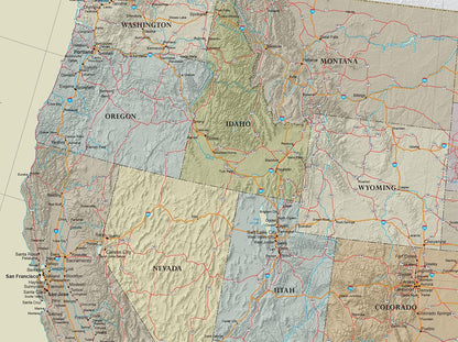 24x36 United States, USA Contemporary Premier Wall Map Poster (24x36 PAPER)