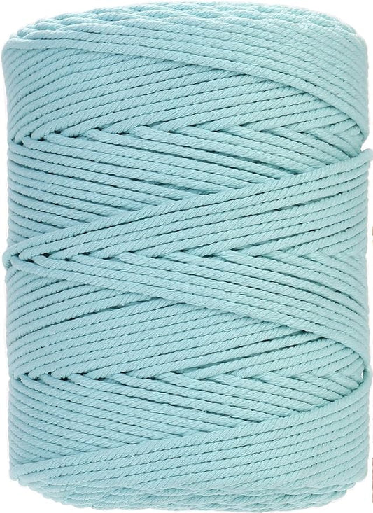 GOHOHOF Macrame Cord 4mm x 328yards Natural Cotton Rope Colored Cord for Plant Hanger Wall Hanger Dreamcatcher (Cyan)