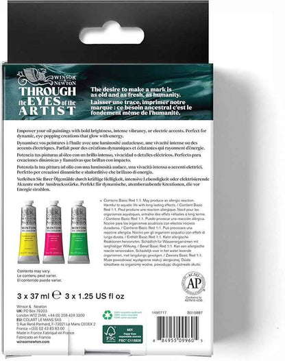 Winsor & Newton Winton Oil Color Paint Set, Fluorescent, 3 x 37ml Tubes