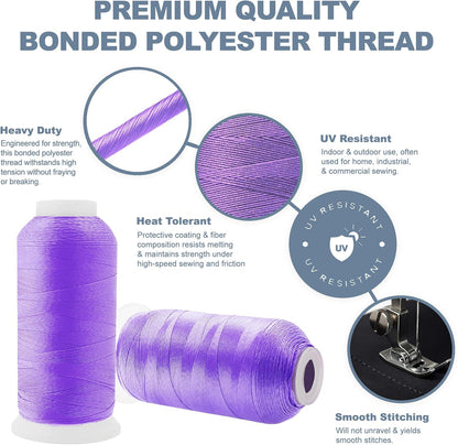 Mandala Crafts Lilac Heavy Duty Thread -1500 Yds Tex 90 Thread for Sewing Drapery Jeans Leather Hair Outdoor Marine Upholstery