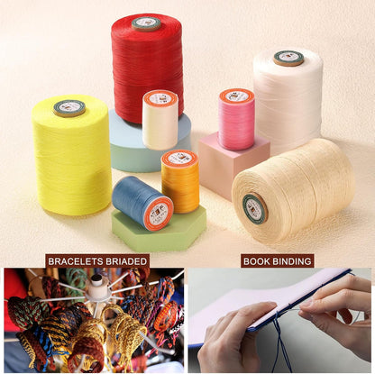 uxcell Round Leather Sewing Waxed Thread, 55m / 60 Yards Polyester Wax String, 0.80mm Wax Stitching Cord for Leather Crafts, Bookbinding, Bracelets Braided, Dark Coffee, 2pcs