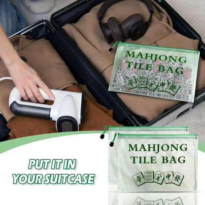 2Pack Mahjong Tile Bag, Case for American Mah Jong Set, Mahjong Gifts Accessories, Portable Card Holder Bouch, Green (Case Only)