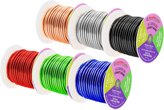 Mandala Crafts 8 Gauge Anodized Aluminum Craft Wire for Jewelry Making - 120 FT Colored Flexible Silver Copper True Blue Black Red Kelly Green Wire - Bendable for Bonsai Armature Crafting Sculpting - Crafty Corner