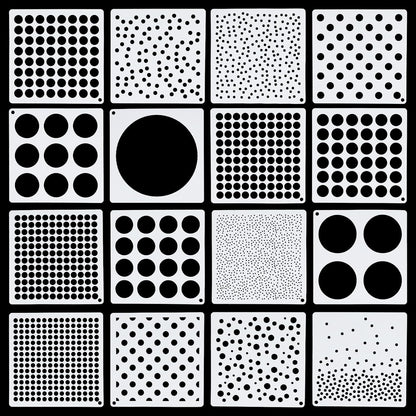 16 Pcs Circle Stencils for Drawing,Polka Dot Stencils Round Geometric Stencil for Painting Mixed Media Assorted Size Circle Stencil for Painting On DIY Card Wood Furniture Pillow Wall Scrapbook