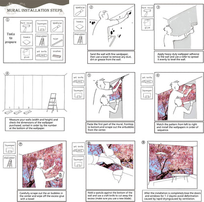 AFZEVEB-Pink Flower Wallpaper Natural Landscape Floral Wall Mural for Bedroom 159"x107"(Not Peel and Stick)