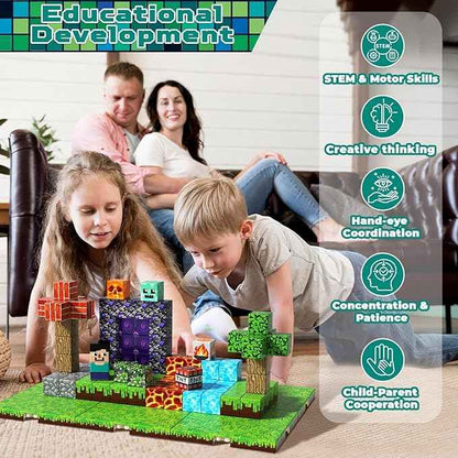 150 PCS Magnetic Blocks - Magnetic Building Block with 6 Base Plate, Stacking Magnets for Kids, Sensory Toy for Toddlers STEM Learning, Birthday Gifts for 3+ Years Old Boys Girls