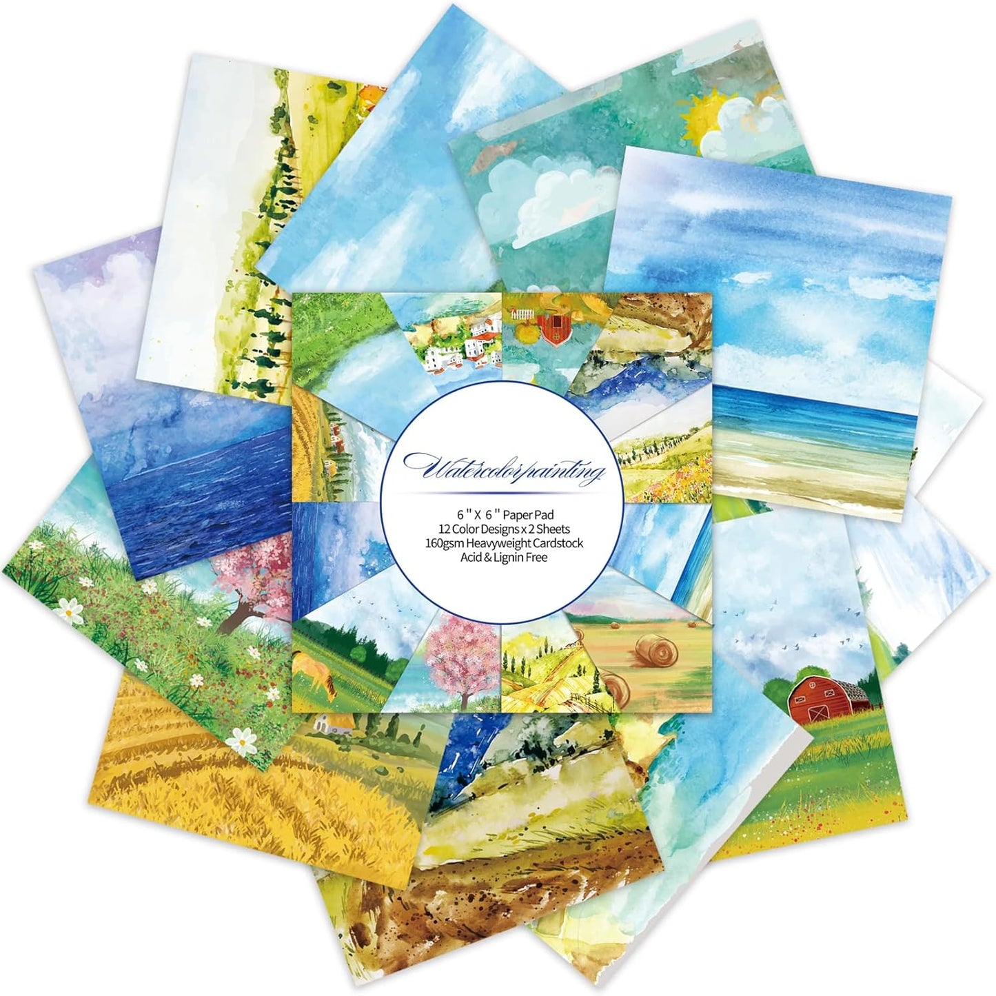 24 Sheets 12 Designs Scrapbook Paper Pad,6"×6” Single-Sided Decopodge Craft Cardstock Paper,Christmas Scrapbooking DIY Decorative Background Cardmaking Supplies.Landscape - Crafty Corner