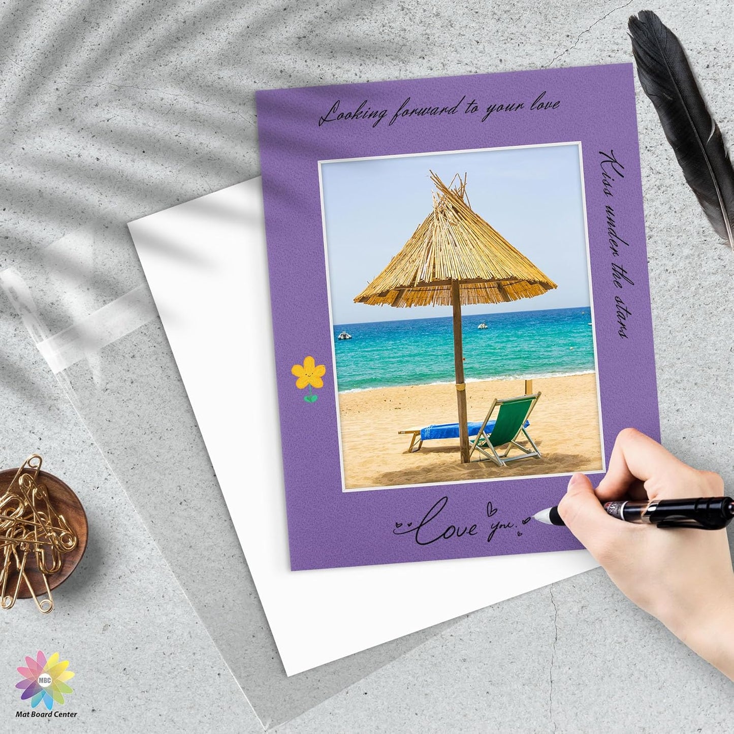 Mat Board Center, Pack of 10, 11x14 for 8x10 Mix Color Mat Kit - Acid Free, 4-ply Thickness, White Core - Includes Backing Boards and Clear Bags - for Pictures, Photos, Framing